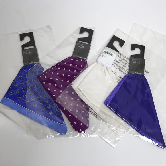 NWT Men's Nordstrom Rack 4-Pack Pocket Square Bundle - Polka Dot & Solids - Picture 1 of 5